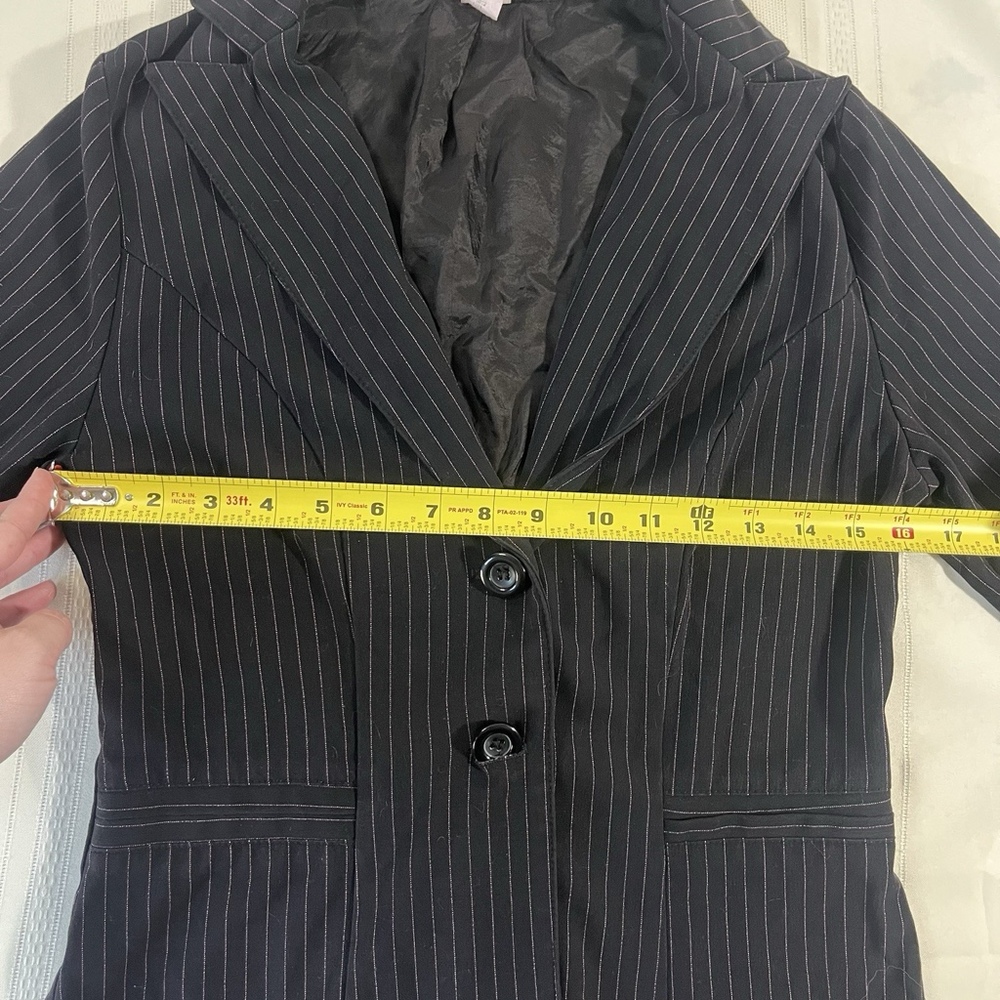 FE USA Business Casual Black Pinstripe One Button Blazer Medium - Picture 7 of 9